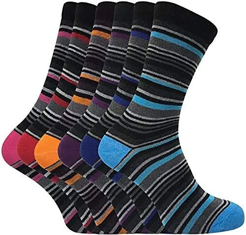Colorful striped dress socks bundle in fan arrangement
